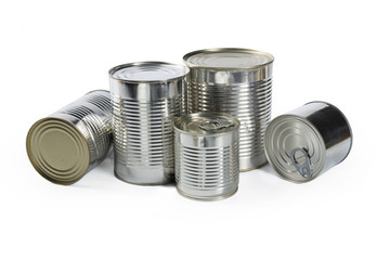 metal cans on a white background.