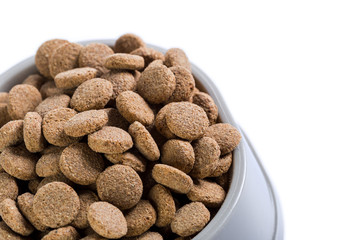 dry dog food isolated on white background