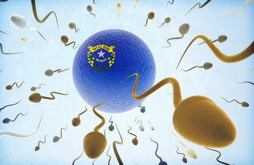 Naklejka premium Emigration concept: Sperms swimming away from Nevada.(series)