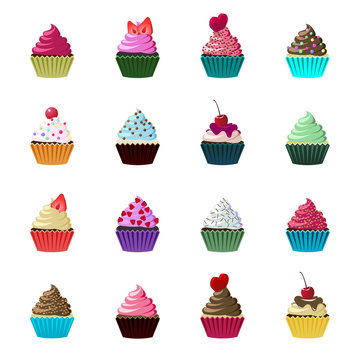 Set of cute vector cupcakes and muffins.