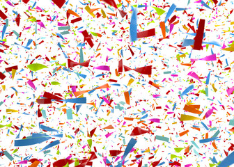 Fototapeta na wymiar Colorful Confetti Falling in Front of a White Background
