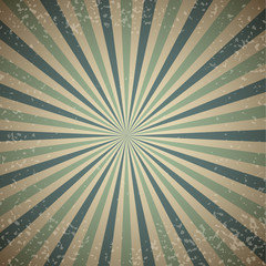 Vintage sunburst vector background with blue rays.