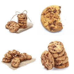 Chocolate chip cookie on white
