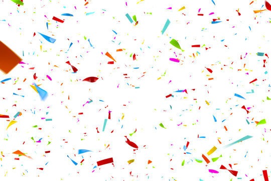 Colorful Confetti Falling in Front of a White Background
