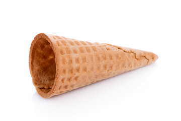Sweet wafer cone isolated on white background