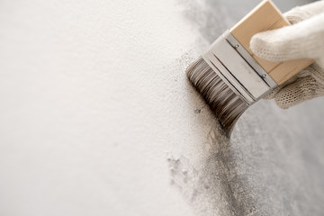 brush for color paint concrete Loft style on wall