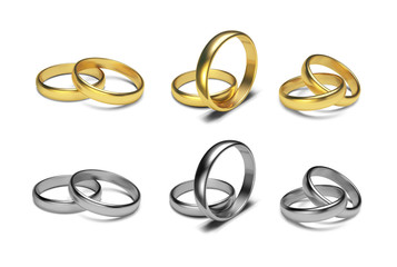 Golden rings isolated on white background Vector Illustration