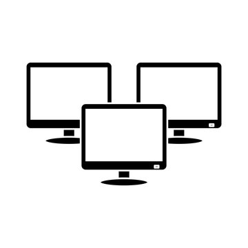 three computer monitors icon image vector illustration design 