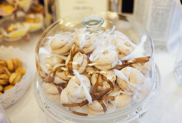 Tasty cakes on the table close-up