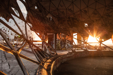 Sunset at the Berlin's Teufelberg.  An old U.S. listening station in west Berlin. Great place for parties and graffiti.