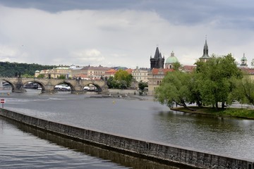 Architecture from Prague with cloudy sky