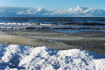 Baltic coast in calm winter day.