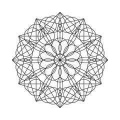 Obraz premium Vector geometric mandala. Black and white pattern.