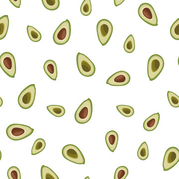 Avocado  seamless pattern. Hand drawn vector illustration. Organic food. Beautiful wrapping paper.