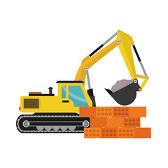Construction machinery vehicle icon vector illustration graphic design