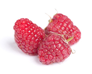 Few raspberries isolated
