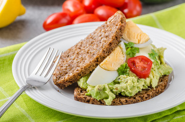 Healthy bread with avocado spread