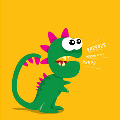 Vector cartoon funny dragon. Cartoon Dinosaur.