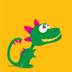 Vector cartoon funny dragon. Cartoon Dinosaur.