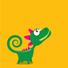 Vector cartoon funny dragon. Cartoon Dinosaur.
