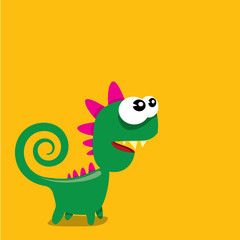 Vector cartoon funny dragon. Cartoon Dinosaur.