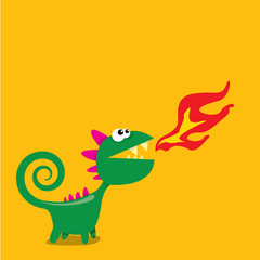 Obraz na płótnie Canvas Vector cartoon funny dragon. Cartoon Dinosaur.