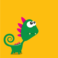 Vector cartoon funny dragon. Cartoon Dinosaur.