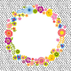 Vintage card with a round flower frame