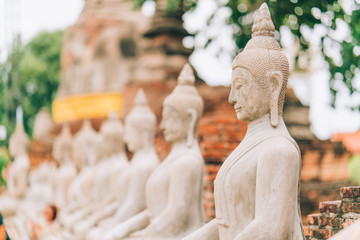 Worship of Thailand,Buddha statue,History of Thailand,Buddha statue Temple of Ayutthaya Province. Ayutthaya Historical Park, Thailand 