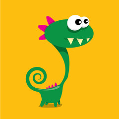 Vector cartoon funny dragon. Cartoon Dinosaur.