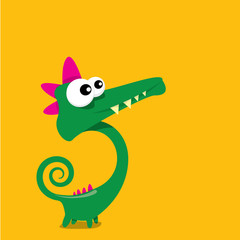 Vector cartoon funny dragon. Cartoon Dinosaur.