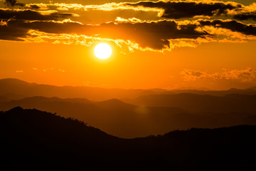 Fototapeta premium Beautiful sunrise and dramatic clouds on the sky,Sunrise