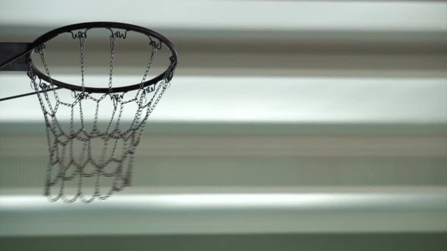 Basketball getting in or miss out chain hoop. Concept and abstract of opportunities, success and mistake