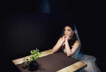 Charming young lady in a wedding dress