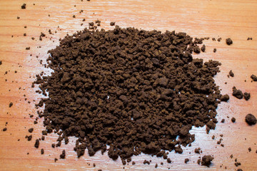 The texture of the ground coffee