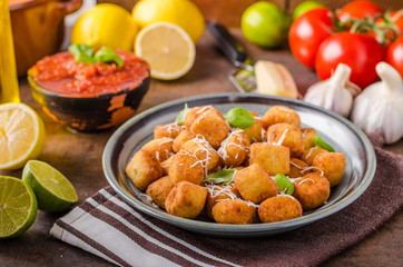 Golden fried mini croquette