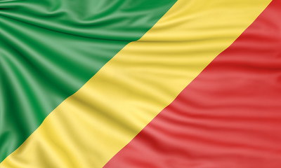 Flag of the Republic of the Congo, 3d illustration with fabric texture