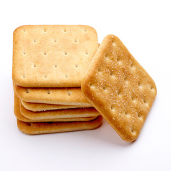 Cracker isolated on white background. Top view.