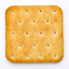 Cracker isolated on white background. Top view.