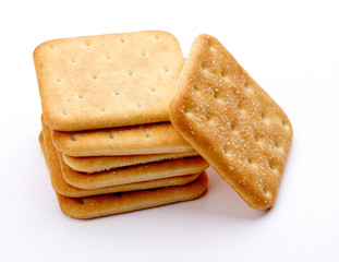 Cracker isolated on white background. Top view.