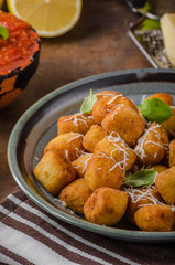 Golden fried mini croquette