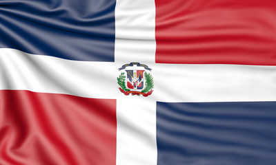 Flag of the Dominican Republic, 3d illustration with fabric texture