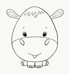 Coloring funny hippo boy