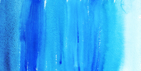 Naklejka na ściany i meble Navy blue, indigo watercolor texture hand paint on white background. Abstract art for creative design. Isolated. Acrylic backdrop with stains, dry brush strokes, spots.