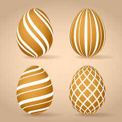 Set of golden decorated eggs. Easter symbol. Vector illustration