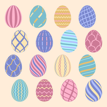 Set of Easter eggs. Vector illustration in flat design