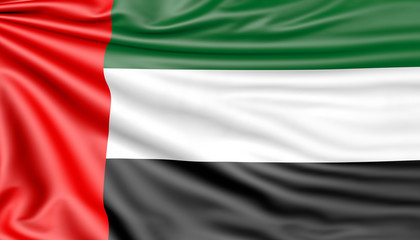 Flag of United Arab Emirates, 3d illustration with fabric texture