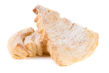 two puff cookies isolated on white background