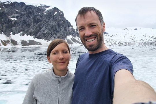 Couple vacation, cold summer in Norway