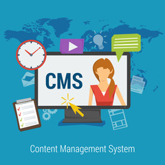Content Management System - Woman on Monitor